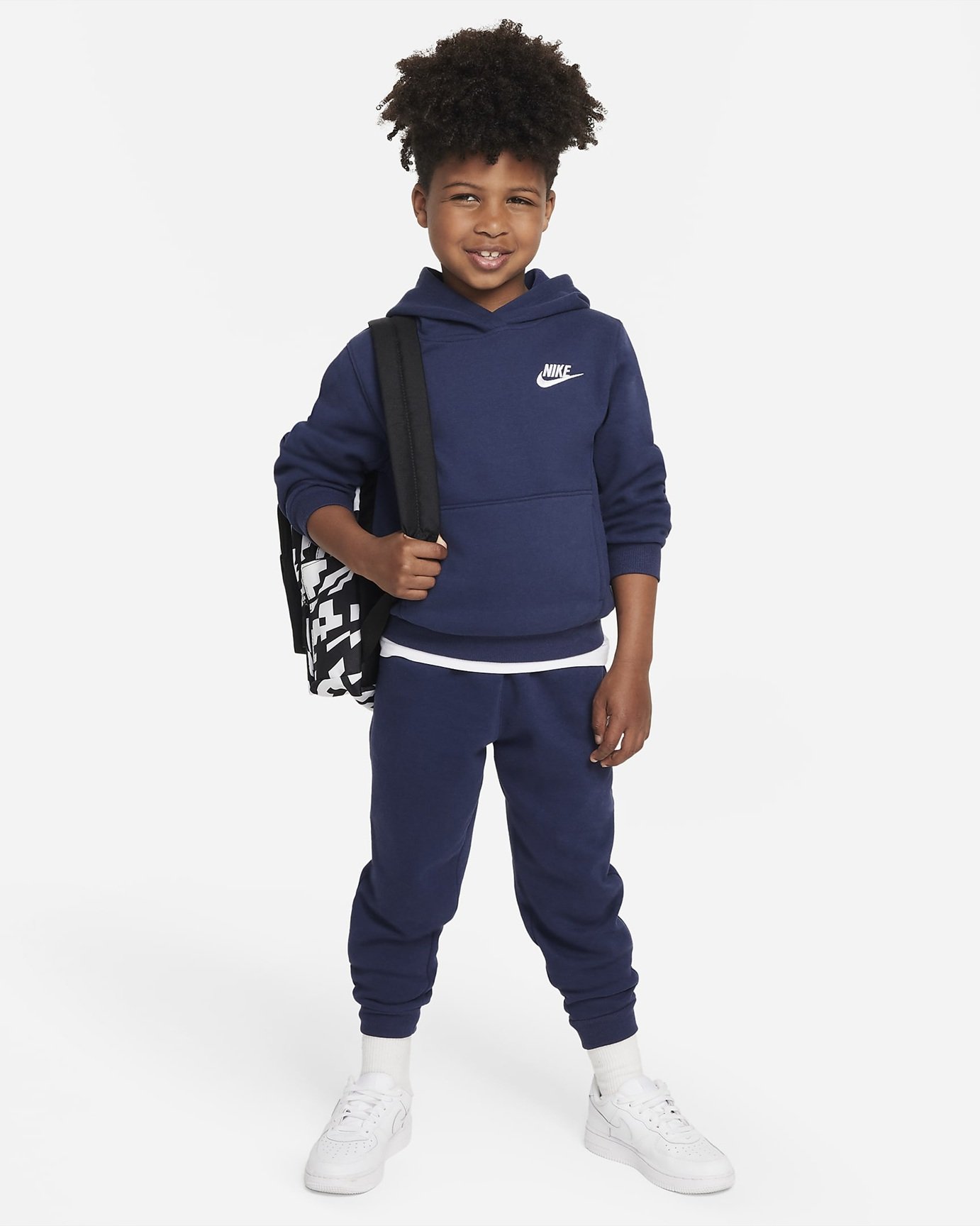 Buzo Hoodie Nike Niño NSW Club Fleece LBR PO 86L088-U90 Azul Casual